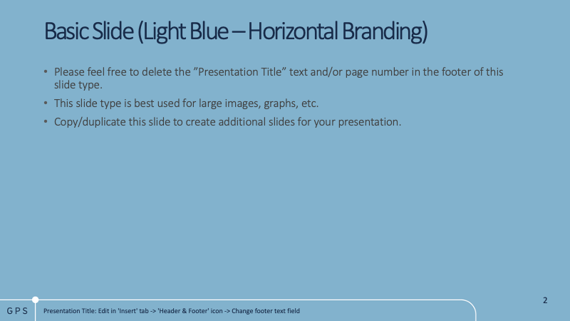 Screenshot of the GPS slideshow template light blue horizontal